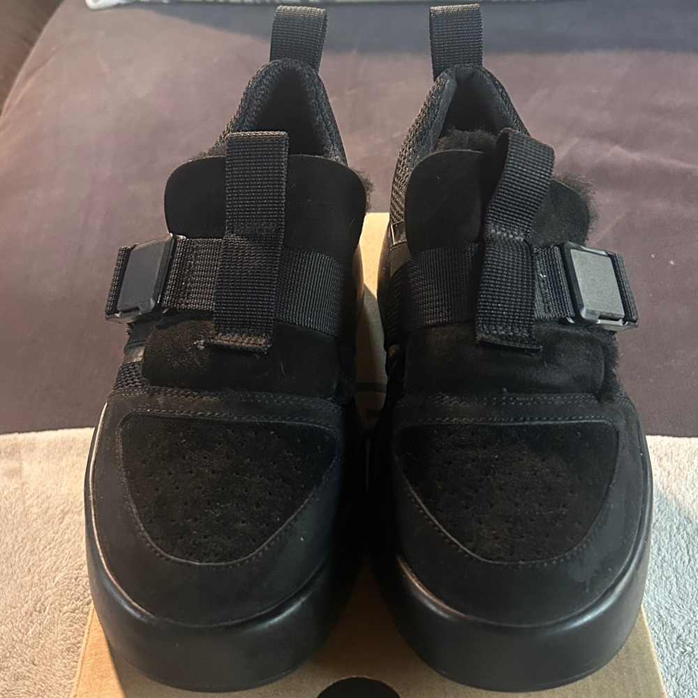 UGG Black Suede Buckle Platform Sneakers women’s new never worn